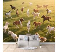 Mural Wallpaper Non-Woven Horse, 3D Gothic Wallpaper Animal Farm 500x280cm DIY Creative Background Restyling Accent Headboard Mural Quick Installation Bedroom Living Room Cover