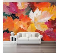 Mural Wallpaper Oil Painting, 250 x 175 cm Non Woven Wall Mural Poster | Abstract Botanical Autumn Leaves Photo Wallpaper for Teen Kids Bedroom Playroom Home Decoration Removable Mural