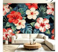 Mural Wallpaper Palm Leaf Pattern 3D Panoramic Photo Wallpaper 200x140 cm | Tropical Flowers 3D Panoramic Wallpaper, Art Print Wall Murals Decoration Poster, for Living Room Bedroom Office