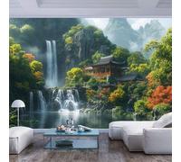 Mural Wallpaper Photo Chinese style landscape waterfall and pavilion Chinese style landscape waterfall and pavilionWall Art Home Wall Decor For Bedroom Living Room Classroom Office Decaoration Photo
