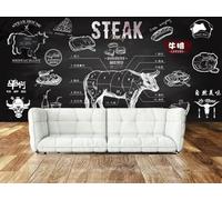 Mural Wallpaper Photo Home Custom Any Size Mural Wallpaper Modern 3D Hand Drawn Steak Restaurant 300(W)X210(H)Cm Photo Wall Paper Kitchen Fruit Shop Background Wall Decor Peel And Stick Wall A-9499751