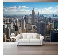Mural Wallpaper Photo Modern City Architecture - Non-Woven Premium Art Print Wall Dark Blue Mural Photo Home Bedroom Living Room Tv Background Wall Poster Decoration, 250 x 175 cm (W x H)