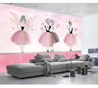 Mural Wallpaper Pink Cartoon Cute Girl Wallpaper 3D Effect Murals for Bedroom and Living Room Wall Decoration -KX28823, 400x255cm