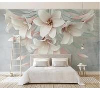 Mural Wallpaper Pink Floral Relief Flower Wallpaper 3D Effect Murals for Bedroom and Living Room Wall Decoration -KX19474, 400x280cm