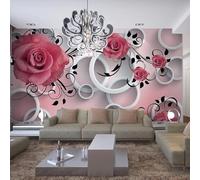 Mural Wallpaper Pink Flower 3D Effect Modern Geometry Wallpaper Photo Poster Art Deco Wall Murals for Living Room Bedroom Corridor 150x105 cm 1554b