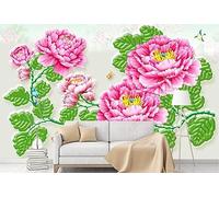 Mural Wallpaper Pink Flower Bird Wallpaper 3D Effect Murals for Bedroom and Living Room Wall Decoration -KX32522, 400x255cm