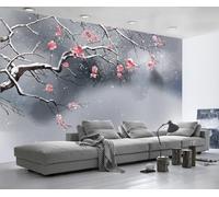 Mural Wallpaper Pink Flower Branches Wallpaper 3D Effect Murals for Bedroom and Living Room Wall Decoration -KX28859, 400x255cm