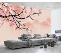 Mural Wallpaper Pink Flowers are Beautiful Wallpaper 3D Effect Murals for Bedroom and Living Room Wall Decoration -KX28895, 400x255cm