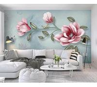 Mural Wallpaper Pink Flowers Wallpaper 3D Effect Murals for Bedroom and Living Room Wall Decoration -KX32918, 400x255cm