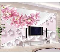 Mural Wallpaper Pink Lily Circle 400x255cm Wallpaper 3D Wall Mural for Living Room and Bedroom -MIWEI Wallpaper-ZXY-26323