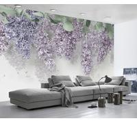 Mural Wallpaper Purple Floral Vines Wallpaper 3D Effect Murals for Bedroom and Living Room Wall Decoration -KX23209, 430x300cm