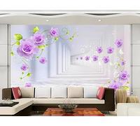 Mural Wallpaper Purple Rose Butterfly Space 400x255cm Wallpaper 3D Wall Mural for Living Room and Bedroom -MIWEI Wallpaper-ZXY-12499