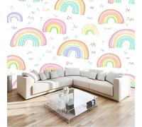 Mural Wallpaper Rainbow Pattern, Cartoon Style Art Print Wallpaper - Non-Woven Wall Mural W200 x H140 cm for Bedrooms Living Room Indoor Home Wall Decoration Paper Poster
