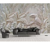 Mural Wallpaper Relief Tropical Rainforest Big Billed Bird Wallpaper 3D Effect Murals for Bedroom and Living Room Wall Decoration -KX19560, 300x210cm