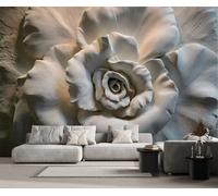 Mural Wallpaper Retro Floral Relief Effect Wallpaper 3D Effect Murals for Bedroom and Living Room Wall Decoration -KX21245, 400x255cm