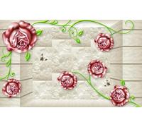 Mural Wallpaper Rose Petals and Green Leaves 450x300cm Wallpaper 3D Wall Mural for Living Room and Bedroom -MIWEI Wallpaper-ZXY-19242
