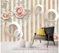 Mural Wallpaper Rose Relief Patterned Marble Wallpaper 3D Effect Murals for Bedroom and Living Room Wall Decoration -KX14750, 430x300cm