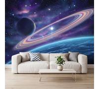 Mural Wallpaper Sci-Fi Space Cosmos 350 x 256 cm, Non-Woven Fleece Celestial Bodies Planets Nebula Photo Wallpaper Premium Art Print - Wall Mural Poster Picture Decoration for Bedroom Living Room