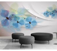 Mural Wallpaper Simple Floral Three-Dimensional Design Wallpaper 3D Effect Murals for Bedroom and Living Room Wall Decoration -KX18657, 450x280cm