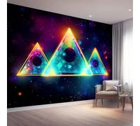Mural Wallpaper Simple Geometric Triangular Lines Non-Woven Art Print Wall Mural Decor Poster Picture Design Modern Living Room Kitchen Bedroom Wall Wallpaper - 150 x 105 cm (W x H), Turquoise