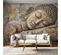 Mural Wallpaper Sleeping Buddha Statue Murals Wall Art Retro Religion Buddhist Mural, Wall Mural Non-Woven for Indoor Home Decoration 300cmx210cm