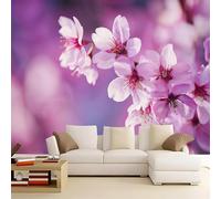 Mural Wallpaper Spring Peach Blossom, 3D Effect Panoramic Photo Wallpaper Cherry Blossoms Non-Woven Murals 200x140 cm Art Print Wall Poster Mural Bedrooms Living Room Modern Decoration w.2984