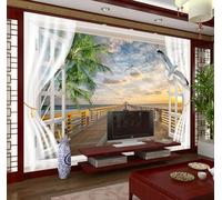 Mural Wallpaper Stereoscopic Sea View Wallpaper 3D Effect Murals for Bedroom and Living Room Wall Decoration -KX14054, 350x250cm
