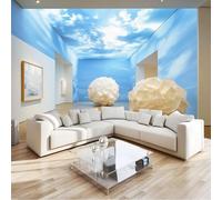 Mural Wallpaper Surreal, 3D Sky Clouds Wall Mural Blue Modern Background Wallpaper 250 X 175 Cm for Living Room Bedroom - Non Woven Home Poster