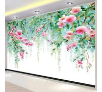 Mural Wallpaper Surreal, 3D Watercolor Flowers Leaves Wall Mural Green Modern Background Wallpaper 350 X 256 Cm for Living Room Bedroom - Non Woven Home Poster