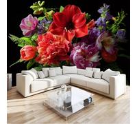 Mural Wallpaper Surreal Flowers, 3D Retro Plant Wall Mural Multicolor Modern Background Wallpaper 250 X 175 Cm for Living Room Bedroom - Non Woven Home Poster