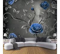 Mural Wallpaper Swirl Leaves Roses Non-Woven Art Abstract Floral Print Wall Mural Decoration Poster Picture, Modern Living Room Bedroom Wall Wallpaper 250×175cm