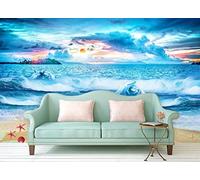 Mural Wallpaper The Sea Mountains Waters Wallpaper 3D Effect Murals for Bedroom and Living Room Wall Decoration -KX35258, 400x255cm