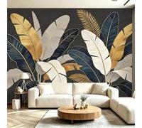 Mural Wallpaper Tropical Palm Leaves, 3D Effect Panoramic Photo Wallpaper Stile di Lusso Leggero Non-Woven Murals 450x315 cm Art Print Wall Poster Mural Bedrooms Living Room Modern Decoration M.2064