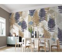 Mural Wallpaper Tropical Plants Retro Geometry Wallpaper 3D Effect Murals for Bedroom and Living Room Wall Decoration -KX12728, 250x175cm