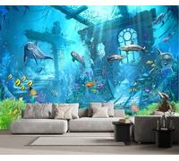 Mural Wallpaper Underwater World Architecture Wallpaper 3D Effect Murals for Bedroom and Living Room Wall Decoration -KX21134, 300x210cm