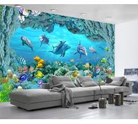 Mural Wallpaper Underwater World Blue Wallpaper 3D Effect Murals for Bedroom and Living Room Wall Decoration -KX24080, 400x255cm