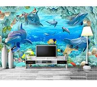 Mural Wallpaper Underwater World Coral Reef Wallpaper 3D Effect Murals for Bedroom and Living Room Wall Decoration -KX10193, 350x250cm