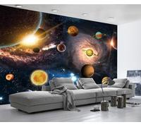 Mural Wallpaper Universe Planets Galaxies Wallpaper 3D Effect Murals for Bedroom and Living Room Wall Decoration -KX27745, 430x300cm