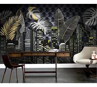 Mural Wallpaper Urban Building Plant Leaves 350x250cm Wallpaper 3D Wall Mural for Living Room and Bedroom -MIWEI Wallpaper-ZXY-33549
