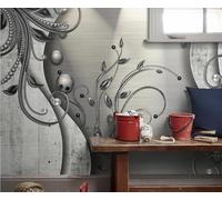 Mural Wallpaper Vintage Three-Dimensional Floral Design Wallpaper 3D Effect Murals for Bedroom and Living Room Wall Decoration -KX17574, 400x255cm