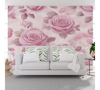 Mural Wallpaper Watercolor Rose Love Heart Red Wall Mural450x315cm(W x H) Feature Wallpaper Waterproof for Living Room Furniture Kitchen Love Rose Floral Wallpapers 3D Photo