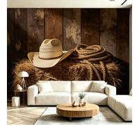 Mural Wallpaper Western Cowboy, 3D Effect Panoramic Photo Wallpaper American Country Style Non-Woven Murals 450x315 cm Art Print Wall Poster Mural Bedrooms Living Room Modern Decoration M.378