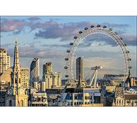 Muralo Photo Wallpaper Architecture 180 x 270 cm Non-Woven Wallpaper Wall Wallpaper London Eye Sky Living Room Bedroom Modern Mural Abstract Wall Decoration