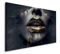 Muralo Wall Picture Face Golden Lips Woman Modern Vintage 100 x 70 cm