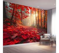 Murals 3D Wallpaper, Autumn Forest Dreamy Maple Leaves Decorative Murals, Red Wallpaper Living Room The Wall for Corridor Office and Kids Room Mural Tv Backdrop 400 x 280 cm (W x H)