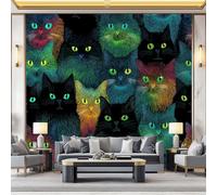 Murals 3D Wallpaper, Fantasy Cat Animals Texture Decorative Murals, Colorful Wallpaper Living Room The Wall for Corridor Office and Kids Room Mural Tv Backdrop Removable Walls 200 x 140 cm (W x H)
