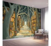 Murals 3D Wallpaper, Fantasy Forest Bookshelf Books Path Decorative Murals, Colorful Wallpaper Living Room The Wall for Corridor Office and Kids Room Mural Tv Backdrop 300 x 210 cm (W x H)