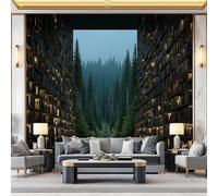 Murals 3D Wallpaper, Mysterious Library Forest Path Decorative Murals, Colorful Wallpaper Living Room The Wall for Corridor Office and Kids Room Mural Tv Backdrop 200 x 140 cm (W x H)