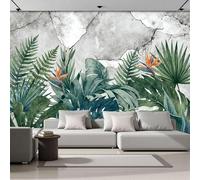 Murals Photo Wallpaper 3D Decorative Art Tropical Plants Cracks Wall Wallpaper 450x315cm, Children's Room Gray-Green Mural Wall Art Poster Picture, Boy Girl Bedroom Gift Decoration Walls Sticke