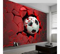 Murals Photo Wallpaper 3D Sports Football Wallpaper 400 x 280 cm (WxH), 3D Children's Room Red Mural Wall Art Poster Picture, Boy Girl Bedroom Gift Decoration Wall Sticke